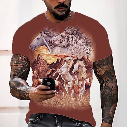 Men's Tee T shirt Shirt 3D Print Graphic Horse Plus Size Short Sleeve Casual Tops Basic Designer Slim Fit Big and Tall Yellow Green Brown
Men's Tee T shirt Shirt 3D Print Graphic Horse Plus Size Short Sleeve Casual Tops Basic Designer Slim Fit Big and Tall Yellow Green Brown