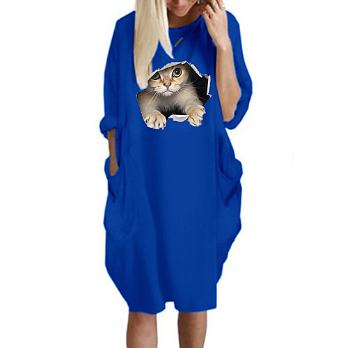 Women's T Shirt Dress Tee Dress Knee Length Dress Blue Yellow Fuchsia Gray Green White Black Long Sleeve Cat Spring Summer Round Neck Casual Oversized 2021 S M L XL XXL 3XL 4XL 5XL
Women's T Shirt Dress Tee Dress Knee Length Dress Blue Yellow Fuchsia Gray Green White Black Long Sleeve Cat Spring Summer Round Neck Casual Oversized 2021 S M L XL XXL 3XL 4XL 5XL