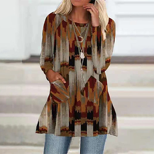 Women's Shift Dress Short Mini Dress Brown Long Sleeve Print Color Gradient Pocket Print Fall Round Neck Casual 2021 S M L XL XXL 3XL
Women's Shift Dress Short Mini Dress Brown Long Sleeve Print Color Gradient Pocket Print Fall Round Neck Casual 2021 S M L XL XXL 3XL