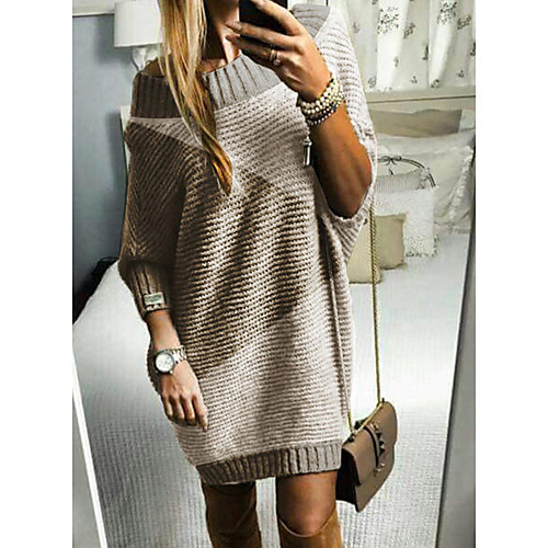 Women's Sweater Jumper Dress Short Mini Dress Grey Black 3/4 Length Sleeve Multi Color Geometic Modern Style Fall Winter Wide collar Elegant Casual 2021 M L XL 2XL 3XL
Women's Sweater Jumper Dress Short Mini Dress Grey Black 3/4 Length Sleeve Multi Color Geometic Modern Style Fall Winter Wide collar Elegant Casual 2021 M L XL 2XL 3XL