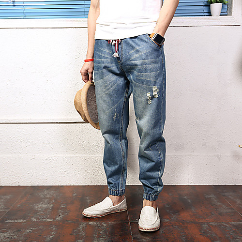 Men's Sporty Casual Breathable Soft Daily Sports Pants Jeans Pants Solid Color Full Length Drawstring Pocket Elastic Waist Light Blue 
Men's Sporty Casual Breathable Soft Daily Sports Pants Jeans Pants Solid Color Full Length Drawstring Pocket Elastic Waist Light Blue