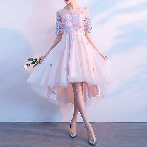A-Line Elegant Floral Party Wear Cocktail Party Dress Jewel Neck Half Sleeve Asymmetrical Tulle with Pleats Appliques 2021
A-Line Elegant Floral Party Wear Cocktail Party Dress Jewel Neck Half Sleeve Asymmetrical Tulle with Pleats Appliques 2021