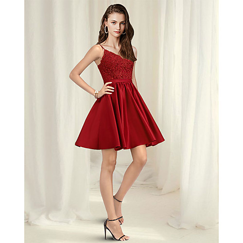 A-Line Minimalist Sexy Homecoming Party Wear Dress V Neck Spaghetti Strap Sleeveless Short / Mini Lace Satin with Pleats 2021
A-Line Minimalist Sexy Homecoming Party Wear Dress V Neck Spaghetti Strap Sleeveless Short / Mini Lace Satin with Pleats 2021