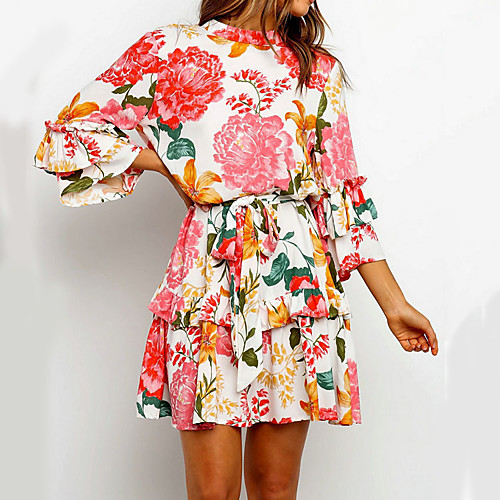 Women's A Line Dress Short Mini Dress Blushing Pink 3/4 Length Sleeve Floral Ruffle Print Fall Round Neck Casual 2021 S M L XL XXL 3XL
Women's A Line Dress Short Mini Dress Blushing Pink 3/4 Length Sleeve Floral Ruffle Print Fall Round Neck Casual 2021 S M L XL XXL 3XL