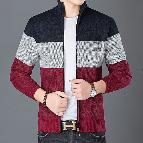 Men's Unisex Stylish Vintage Style Zipper Front Stripe Pocket Knitted Striped Cardigan Sweater Long Sleeve Sweater Cardigans Stand Collar Fall Winter Wine Light gray Dark Gray
Men's Unisex Stylish Vintage Style Zipper Front Stripe Pocket Knitted Striped Cardigan Sweater Long Sleeve Sweater Cardigans Stand Collar Fall Winter Wine Light gray Dark Gray
