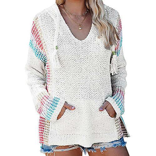 Women's Ethnic Casual Classic Style Stripes Pullover Sweater Long Sleeve Sweater Cardigans Hooded Spring Summer Blue Grey Green
Women's Ethnic Casual Classic Style Stripes Pullover Sweater Long Sleeve Sweater Cardigans Hooded Spring Summer Blue Grey Green