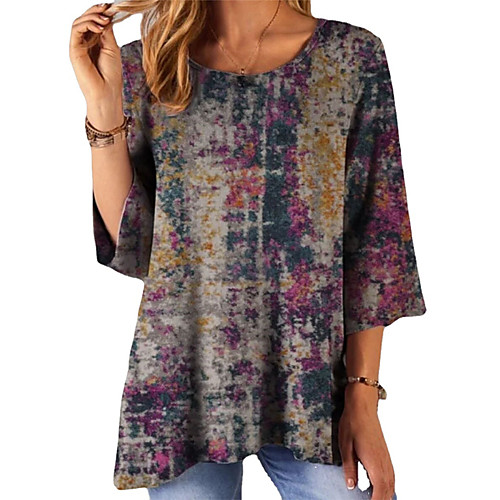 Women's Plus Size Tops T shirt Tie Dye Print 3/4 Length Sleeve Crewneck Streetwear Fall Summer Purple Big Size L XL XXL 3XL
Women's Plus Size Tops T shirt Tie Dye Print 3/4 Length Sleeve Crewneck Streetwear Fall Summer Purple Big Size L XL XXL 3XL