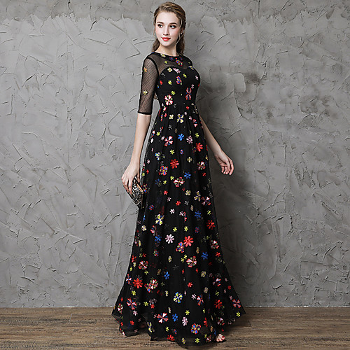 A-Line Elegant Floral Engagement Formal Evening Dress Jewel Neck Half Sleeve Floor Length Lace Tulle with Embroidery Pattern / Print 2021
A-Line Elegant Floral Engagement Formal Evening Dress Jewel Neck Half Sleeve Floor Length Lace Tulle with Embroidery Pattern / Print 2021