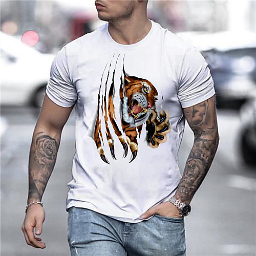 Men's Unisex Tee T shirt Shirt 3D Print Graphic Prints Tiger Print Short Sleeve Daily Tops Casual Designer Big and Tall White
Men's Unisex Tee T shirt Shirt 3D Print Graphic Prints Tiger Print Short Sleeve Daily Tops Casual Designer Big and Tall White