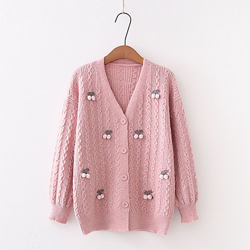 Women's Stylish Fruit Cardigan Long Sleeve Sweater Cardigans V Neck Fall Spring Blue Yellow Blushing Pink
Women's Stylish Fruit Cardigan Long Sleeve Sweater Cardigans V Neck Fall Spring Blue Yellow Blushing Pink