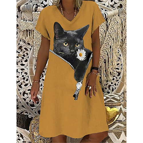 Women's T Shirt Dress Tee Dress Knee Length Dress Yellow Green White Short Sleeve Floral Cat Animal Print Spring Summer V Neck Casual Holiday 2021 S M L XL XXL 3XL
Women's T Shirt Dress Tee Dress Knee Length Dress Yellow Green White Short Sleeve Floral Cat Animal Print Spring Summer V Neck Casual Holiday 2021 S M L XL XXL 3XL