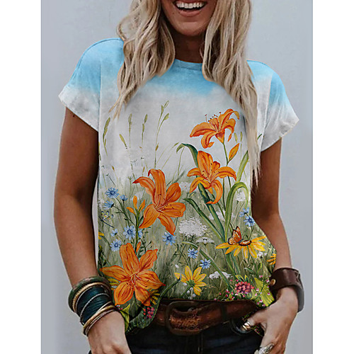 Women's Floral Theme 3D Printed Painting T shirt Floral Graphic 3D Print Round Neck Basic Tops Orange
Women's Floral Theme 3D Printed Painting T shirt Floral Graphic 3D Print Round Neck Basic Tops Orange