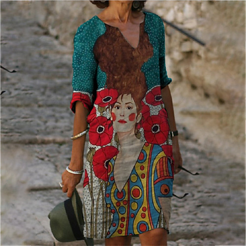 Women's A Line Dress Knee Length Dress Blue Yellow Green 3/4 Length Sleeve Floral Print Abstract Print Summer V Neck Casual 2021 S M L XL XXL 3XL 4XL 5XL
Women's A Line Dress Knee Length Dress Blue Yellow Green 3/4 Length Sleeve Floral Print Abstract Print Summer V Neck Casual 2021 S M L XL XXL 3XL 4XL 5XL