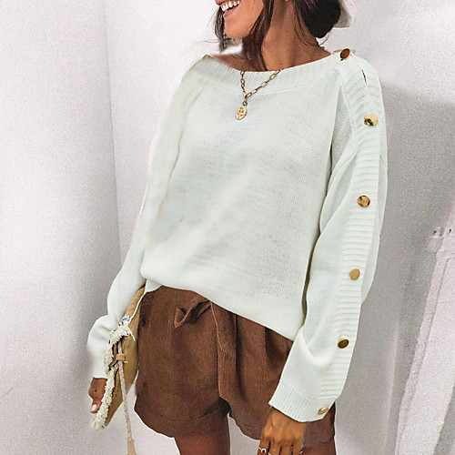 Women's Casual Pure Color Solid Color Pullover Sweater Co-ords Long Sleeve Sweater Cardigans Round Neck Fall Spring White
Women's Casual Pure Color Solid Color Pullover Sweater Co-ords Long Sleeve Sweater Cardigans Round Neck Fall Spring White