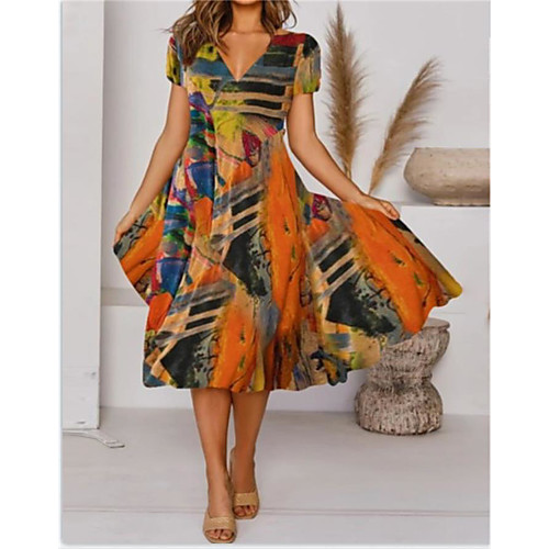 Women's A Line Dress Knee Length Dress Yellow Short Sleeve Print Zipper Fall Summer V Neck Boho 2021 S M L XL XXL
Women's A Line Dress Knee Length Dress Yellow Short Sleeve Print Zipper Fall Summer V Neck Boho 2021 S M L XL XXL