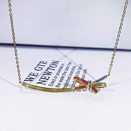 Women's Gold Blue Fuchsia AAA Cubic Zirconia Pendant Necklace Color Block Laugh Bowknot Statement Unique Design European Brass Gold 50 cm Necklace Jewelry 1pc For Street Gift Prom Birthday Party
Women's Gold Blue Fuchsia AAA Cubic Zirconia Pendant Necklace Color Block Laugh Bowknot Statement Unique Design European Brass Gold 50 cm Necklace Jewelry 1pc For Street Gift Prom Birthday Party