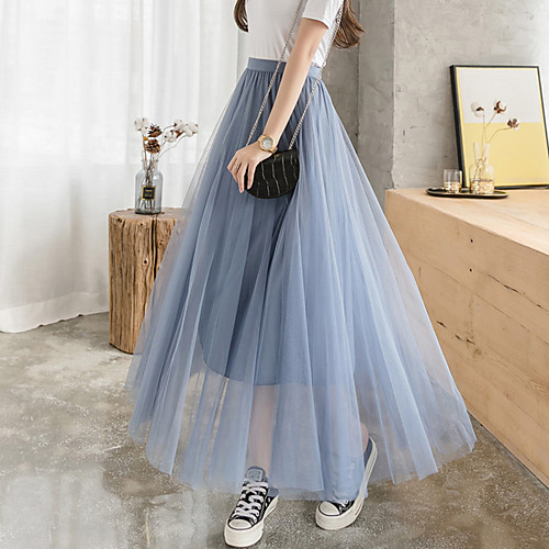 Women's Casual / Daily Weekend Basic Streetwear Ankle-Length Skirts Solid Colored Layered Tulle Blue Blushing Pink Gray
Women's Casual / Daily Weekend Basic Streetwear Ankle-Length Skirts Solid Colored Layered Tulle Blue Blushing Pink Gray