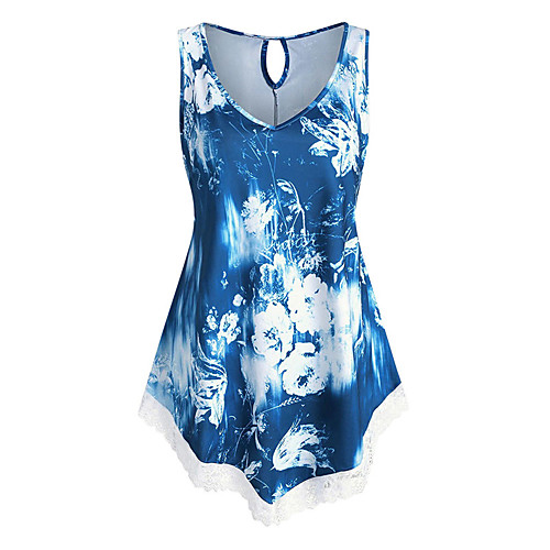 Women's Plus Size Tops T shirt Floral Print Sleeveless V Neck Streetwear Summer Blue Purple Red Big Size L XL XXL 3XL 4XL
Women's Plus Size Tops T shirt Floral Print Sleeveless V Neck Streetwear Summer Blue Purple Red Big Size L XL XXL 3XL 4XL