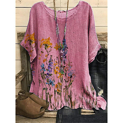 Women's Plus Size Tops Blouse Shirt Floral Graphic Print Short Sleeve Crewneck Basic Summer Blue Yellow Blushing Pink Big Size L XL XXL 3XL 4XL
Women's Plus Size Tops Blouse Shirt Floral Graphic Print Short Sleeve Crewneck Basic Summer Blue Yellow Blushing Pink Big Size L XL XXL 3XL 4XL