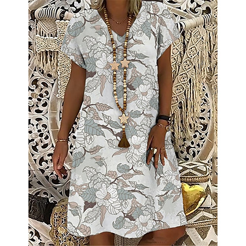 Women's T Shirt Dress Tee Dress Knee Length Dress Gray Short Sleeve Floral Print Print Summer V Neck Casual 2021 S M L XL XXL 3XL
Women's T Shirt Dress Tee Dress Knee Length Dress Gray Short Sleeve Floral Print Print Summer V Neck Casual 2021 S M L XL XXL 3XL