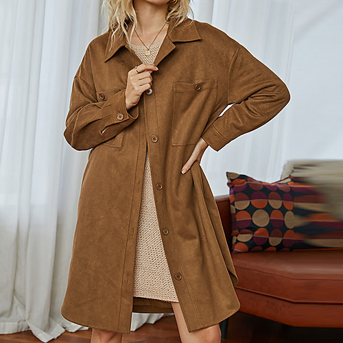 Women's Coat Daily Fall & Winter Long Coat Shirt Collar Regular Fit Basic Streetwear Jacket Long Sleeve Solid Colored Brown / Work
Women's Coat Daily Fall & Winter Long Coat Shirt Collar Regular Fit Basic Streetwear Jacket Long Sleeve Solid Colored Brown / Work