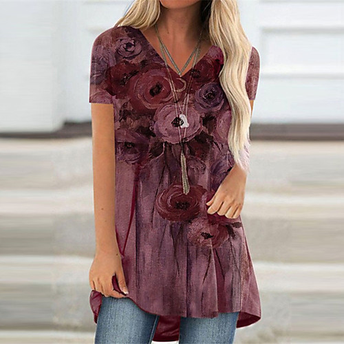 Women's T Shirt Dress Tee Dress Short Mini Dress Blue Gray Khaki Green Red Short Sleeve Floral Print Summer V Neck Casual 2021 S M L XL XXL 3XL 4XL
Women's T Shirt Dress Tee Dress Short Mini Dress Blue Gray Khaki Green Red Short Sleeve Floral Print Summer V Neck Casual 2021 S M L XL XXL 3XL 4XL