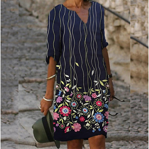 Women's Shift Dress Knee Length Dress Blue Gray Black Navy Blue Dark Blue Half Sleeve Floral Print Butterfly Print Summer V Neck Casual 2021 S M L XL XXL 3XL
Women's Shift Dress Knee Length Dress Blue Gray Black Navy Blue Dark Blue Half Sleeve Floral Print Butterfly Print Summer V Neck Casual 2021 S M L XL XXL 3XL
