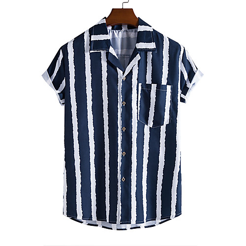 Men's Shirt Other Prints Striped Button-Down Print Short Sleeve Daily Tops Casual Blue
Men's Shirt Other Prints Striped Button-Down Print Short Sleeve Daily Tops Casual Blue