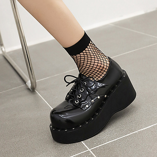 Women's Oxfords Wedge Heel Round Toe Patent Leather Rivet Solid Colored Burgundy Black
Women's Oxfords Wedge Heel Round Toe Patent Leather Rivet Solid Colored Burgundy Black