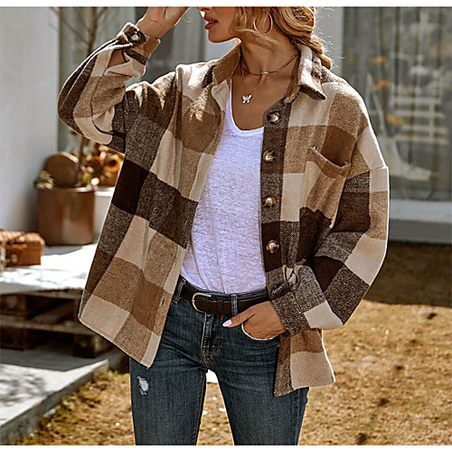 Women's Coat Date Fall Winter Regular Coat Tailored Fit Casual Daily Jacket Lattice Black And White Brown / Spring / Work
Women's Coat Date Fall Winter Regular Coat Tailored Fit Casual Daily Jacket Lattice Black And White Brown / Spring / Work