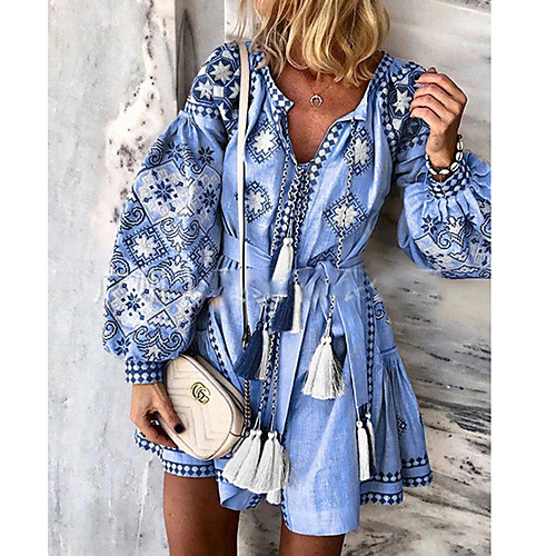 Women's Shift Dress Short Mini Dress Light Blue Green Long Sleeve Geometric Spring, Fall, Winter, Summer Round Neck Casual Boho Loose 2021 S M L XL XXL XXXL 4XL 5XL
Women's Shift Dress Short Mini Dress Light Blue Green Long Sleeve Geometric Spring, Fall, Winter, Summer Round Neck Casual Boho Loose 2021 S M L XL XXL XXXL 4XL 5XL