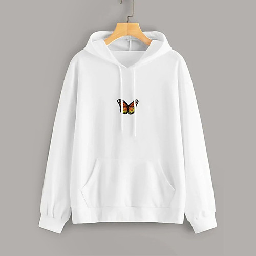 Women's Plus Size Tops Hoodie Butterfly Pocket Long Sleeve Hooded Basic Casual Fall Spring Blushing Pink White Black Big Size L XL 2XL 3XL
Women's Plus Size Tops Hoodie Butterfly Pocket Long Sleeve Hooded Basic Casual Fall Spring Blushing Pink White Black Big Size L XL 2XL 3XL