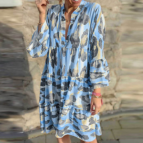 Women's Shift Dress Knee Length Dress Blue Purple Blushing Pink Brown Long Sleeve Print Print Fall Summer V Neck Casual 2021 S M L XL XXL 3XL
Women's Shift Dress Knee Length Dress Blue Purple Blushing Pink Brown Long Sleeve Print Print Fall Summer V Neck Casual 2021 S M L XL XXL 3XL