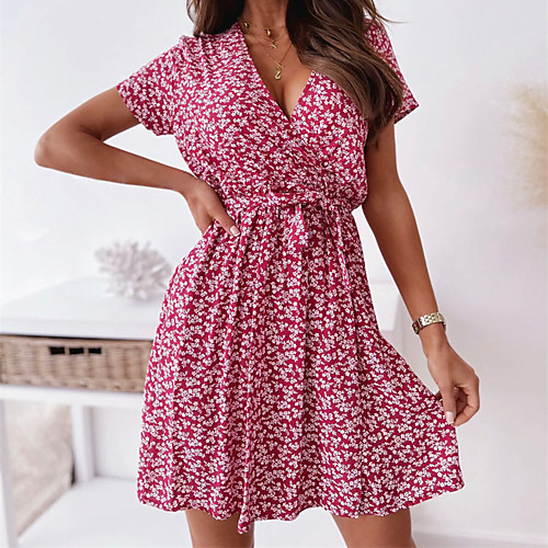 Women's Wrap Dress Short Mini Dress Red Wine Black Short Sleeve Flower Print Spring Summer Deep V Casual 2021 S M L XL XXL
Women's Wrap Dress Short Mini Dress Red Wine Black Short Sleeve Flower Print Spring Summer Deep V Casual 2021 S M L XL XXL