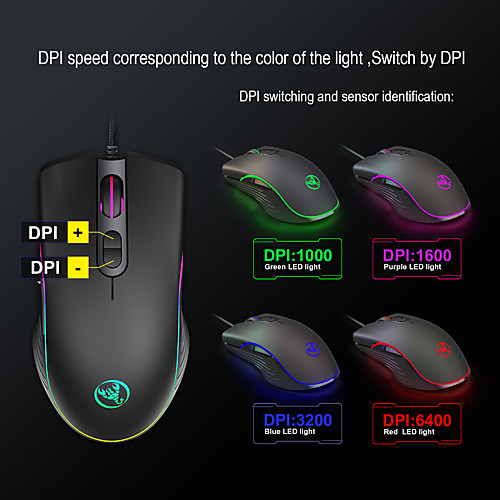 LITBest A867RGB Wired USB Gaming Mouse / Ergonomic Mouse RGB Light 6400 dpi 4 Adjustable DPI Levels 7 pcs Keys 7 Programmable Keys
LITBest A867RGB Wired USB Gaming Mouse / Ergonomic Mouse RGB Light 6400 dpi 4 Adjustable DPI Levels 7 pcs Keys 7 Programmable Keys