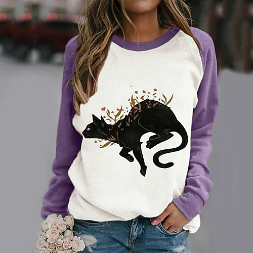 Women's Floral Theme 3D Cat Painting T shirt Floral Cat 3D Long Sleeve Patchwork Print Round Neck Basic Tops Purple White Black
Women's Floral Theme 3D Cat Painting T shirt Floral Cat 3D Long Sleeve Patchwork Print Round Neck Basic Tops Purple White Black