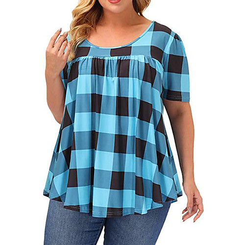 Women's Plus Size Tops T shirt Plaid Print Short Sleeve Crewneck Basic Summer Blue Yellow Blushing Pink Big Size XL XXL 3XL 4XL 5XL / Cotton
Women's Plus Size Tops T shirt Plaid Print Short Sleeve Crewneck Basic Summer Blue Yellow Blushing Pink Big Size XL XXL 3XL 4XL 5XL / Cotton