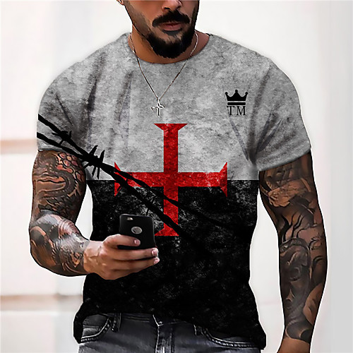 Men's Unisex Tee T shirt Shirt 3D Print Graphic Prints Cross Print Short Sleeve Daily Tops Casual Designer Big and Tall Black / Gray
Men's Unisex Tee T shirt Shirt 3D Print Graphic Prints Cross Print Short Sleeve Daily Tops Casual Designer Big and Tall Black / Gray