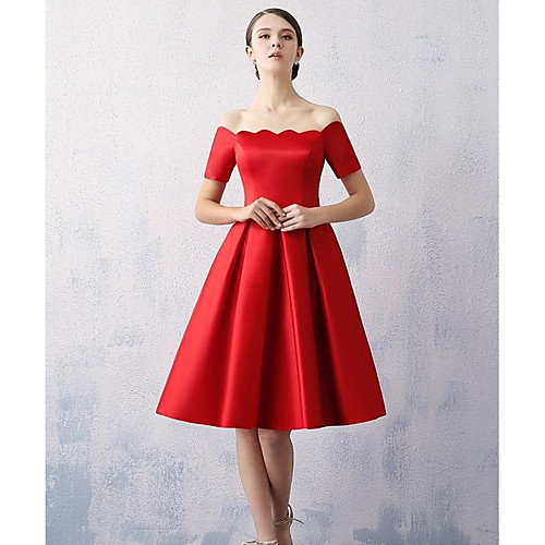 A-Line Reformation Amante Minimalist Engagement Cocktail Party Dress Off Shoulder Short Sleeve Knee Length Satin with Sleek 2021
A-Line Reformation Amante Minimalist Engagement Cocktail Party Dress Off Shoulder Short Sleeve Knee Length Satin with Sleek 2021