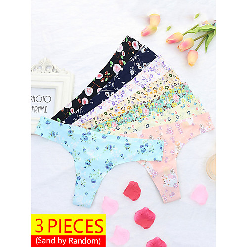 Women's Print G-strings & Thongs Panties Micro-elastic Low Waist 3 Pieces Multi color One-Size
Women's Print G-strings & Thongs Panties Micro-elastic Low Waist 3 Pieces Multi color One-Size