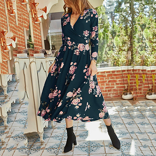 Women's Swing Dress Midi Dress Blue Wine Green Black Navy Blue Long Sleeve Floral Fall Spring V Neck Boho 2021 S M L XL XXL
Women's Swing Dress Midi Dress Blue Wine Green Black Navy Blue Long Sleeve Floral Fall Spring V Neck Boho 2021 S M L XL XXL