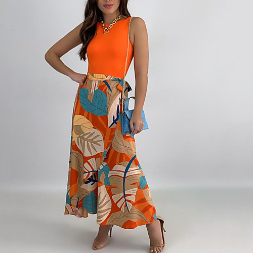 Women's Two Piece Dress Maxi long Dress Orange Sleeveless Floral Backless Print Summer Round Neck Casual 2021 S M L XL
Women's Two Piece Dress Maxi long Dress Orange Sleeveless Floral Backless Print Summer Round Neck Casual 2021 S M L XL