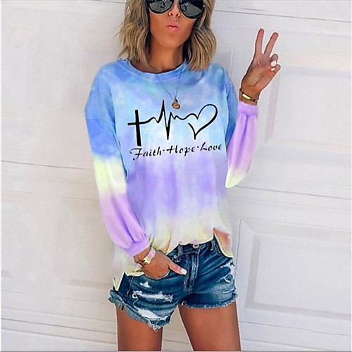 Women's Painting T shirt Heart Tie Dye Text Long Sleeve Print Round Neck Basic Tops Blue Purple Green
Women's Painting T shirt Heart Tie Dye Text Long Sleeve Print Round Neck Basic Tops Blue Purple Green