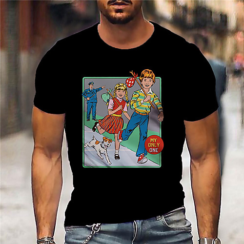 Men's Unisex Tee T shirt Shirt Hot Stamping Cartoon Graphic Prints Print Short Sleeve Daily Tops Casual Designer Big and Tall Black / Summer
Men's Unisex Tee T shirt Shirt Hot Stamping Cartoon Graphic Prints Print Short Sleeve Daily Tops Casual Designer Big and Tall Black / Summer