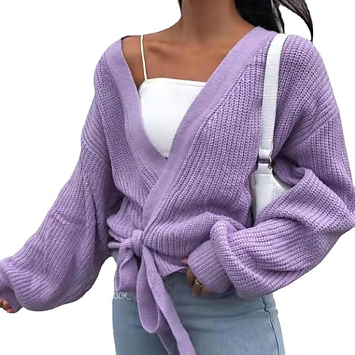 Women's Casual Pure Color Solid Color Cardigan Long Sleeve Sweater Cardigans V Neck Fall Winter Purple Gray khaki
Women's Casual Pure Color Solid Color Cardigan Long Sleeve Sweater Cardigans V Neck Fall Winter Purple Gray khaki