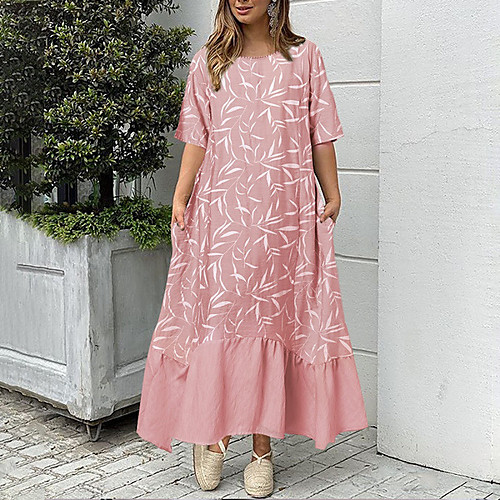 Women's Loose Maxi long Dress Blue Blushing Pink Short Sleeve Print Summer Casual 2021 S M L XL XXL XXXL 4XL 5XL
Women's Loose Maxi long Dress Blue Blushing Pink Short Sleeve Print Summer Casual 2021 S M L XL XXL XXXL 4XL 5XL