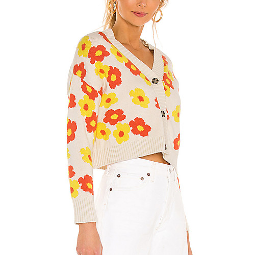 Women's Stylish Knitted Floral Cardigan Sweater Long Sleeve Sweater Cardigans V Neck Fall Spring Blue Blushing Pink Orange
Women's Stylish Knitted Floral Cardigan Sweater Long Sleeve Sweater Cardigans V Neck Fall Spring Blue Blushing Pink Orange