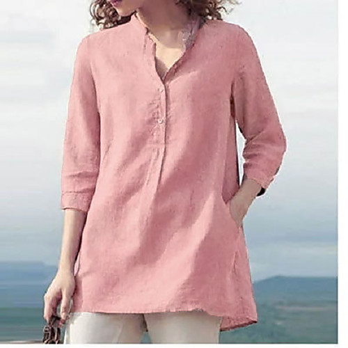 Women's Blouse Shirt Plain Pocket Button Standing Collar Basic Streetwear Tops Blue Blushing Pink Fuchsia
Women's Blouse Shirt Plain Pocket Button Standing Collar Basic Streetwear Tops Blue Blushing Pink Fuchsia