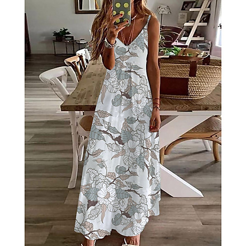 Women's A Line Dress Maxi long Dress White Sleeveless Floral Print Summer V Neck Casual 2021 S M L XL XXL 3XL
Women's A Line Dress Maxi long Dress White Sleeveless Floral Print Summer V Neck Casual 2021 S M L XL XXL 3XL