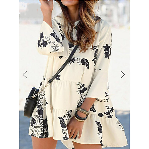 Women's A Line Dress Short Mini Dress White Black 3/4 Length Sleeve Flower Ruffle Spring Summer Casual Holiday Loose 2021 S M L XL XXL XXXL
Women's A Line Dress Short Mini Dress White Black 3/4 Length Sleeve Flower Ruffle Spring Summer Casual Holiday Loose 2021 S M L XL XXL XXXL